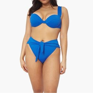 NWT WeWoreWhat Swim Riviera Bikini Bottom + Claudia Top in Matisse Blue | Size S